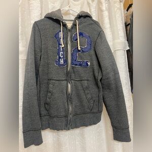 Abercrombie & Fitch Hoodie Mens Medium Zip Up “12 Fitch” Muscle Distressed Y2K